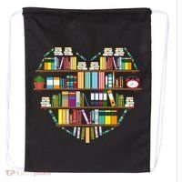 I Love Books Gift Heart Shaped Books Gift Drawstring Bag thumb 0