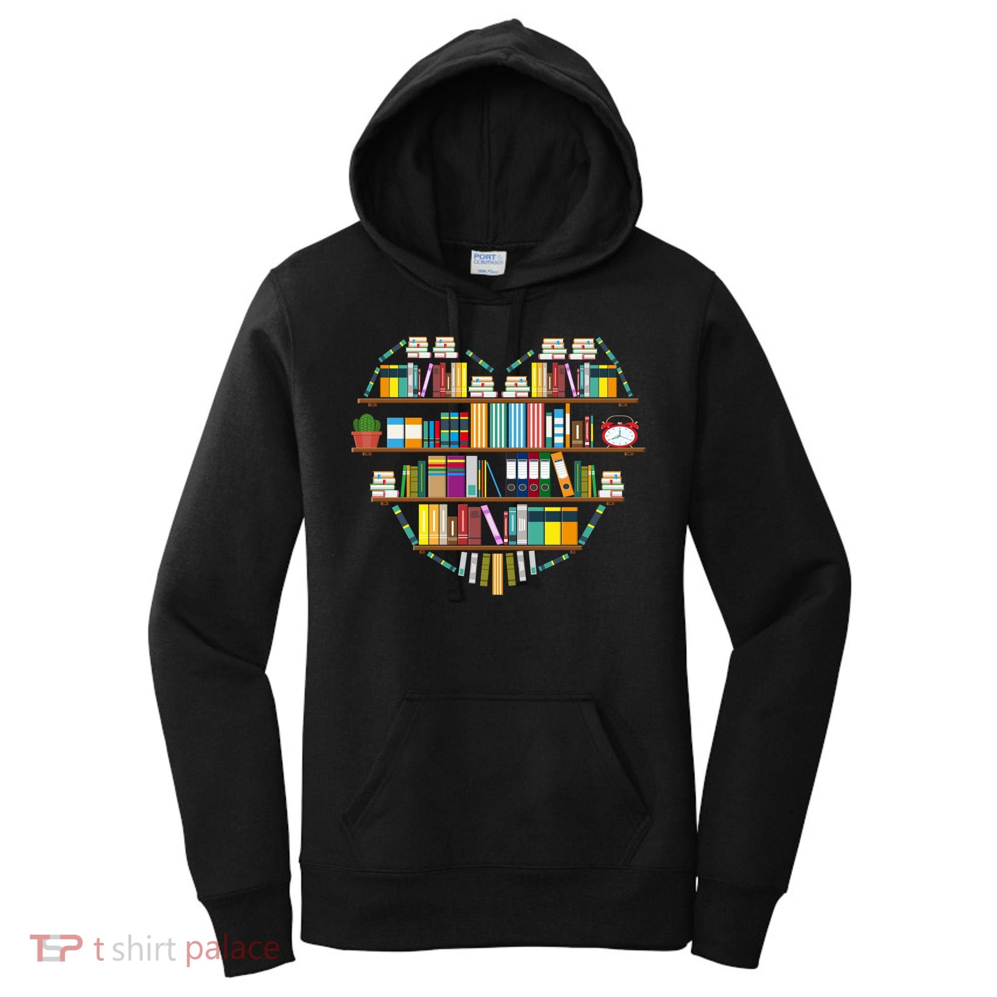 I Love Books Gift Heart Shaped Books Gift Women's Hoodie
