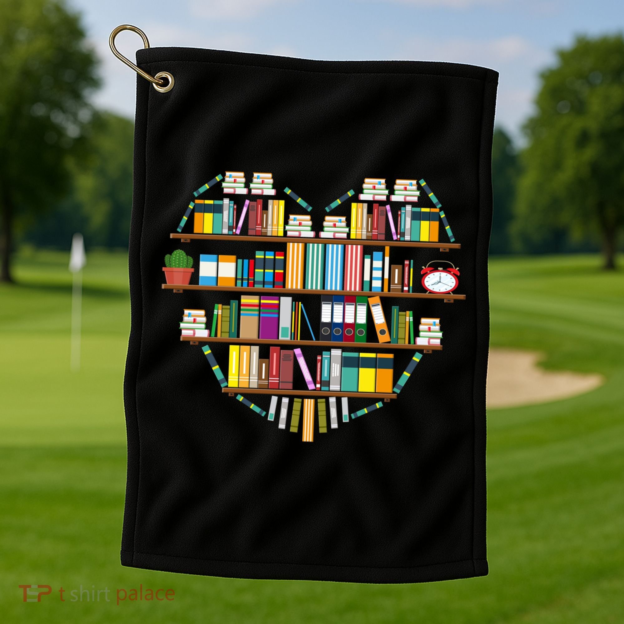 I Love Books Gift Heart Shaped Books Gift Golf Towel