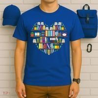 I Love Books Gift Heart Shaped Books Gift T-Shirt thumb 6