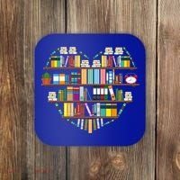 I Love Books Gift Heart Shaped Books Gift Coaster thumb 0