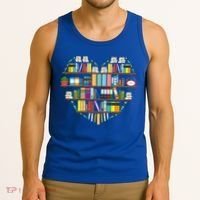 I Love Books Gift Heart Shaped Books Gift Tank Top thumb 3
