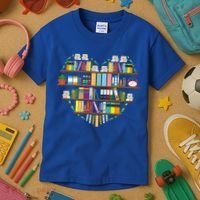 I Love Books Gift Heart Shaped Books Gift Kids T-Shirt thumb 3