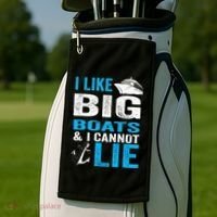 I Like Big Boats and I Cannot Lie Funny Cruise Golf Towel thumb 2