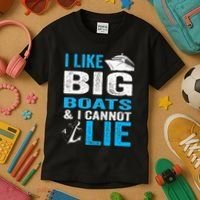 I Like Big Boats and I Cannot Lie Funny Cruise Kids T-Shirt thumb 3