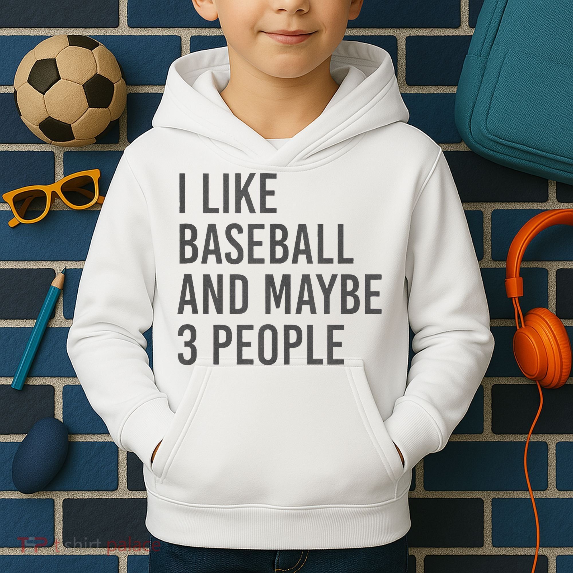 I Like Baseball And Maybe 3 People Kids Hoodie