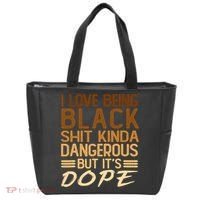 I Love Being Black Shit Kinda Dangerous But It's Dope Retro Tote Bag thumb 0