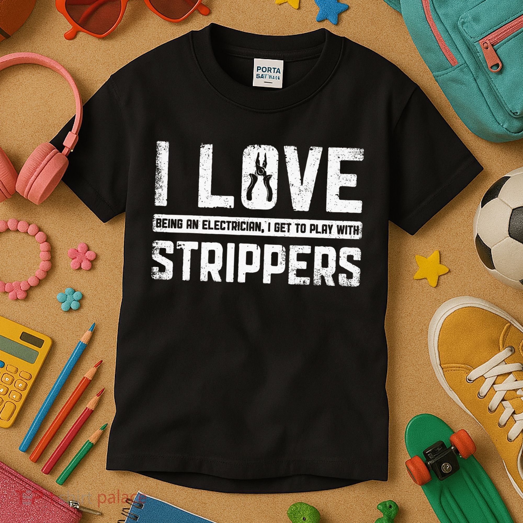 I Love Being An Electrician I Get To Play With Strippers Kids T-Shirt