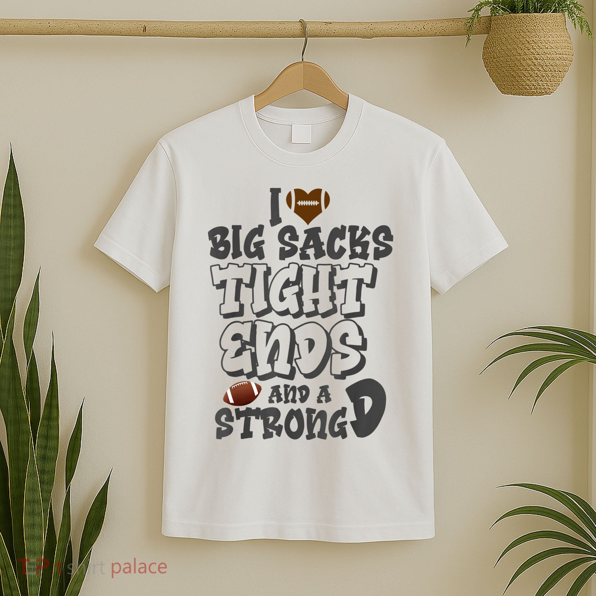 I Love Big Sacks Tight Ends And A Strong D Funny Football T-Shirt