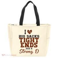 I Love Big Sacks Tight Ends And A Strong D Tote Bag thumb 0