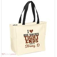 I Love Big Sacks Tight Ends And A Strong D Tote Bag thumb 2