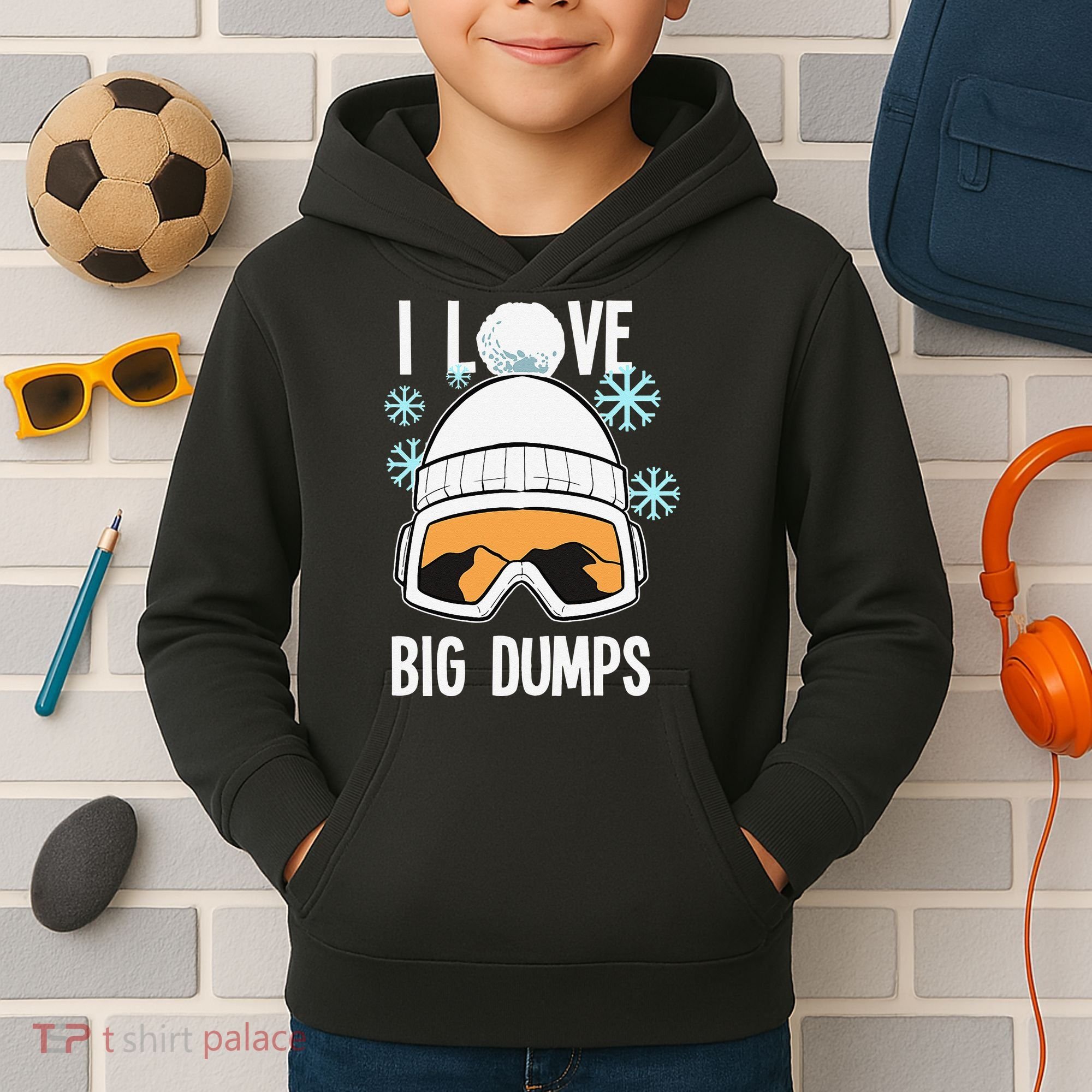 I Love Big Dumps Snowboarder Snowboarding Freestyle Boarder Kids Hoodie
