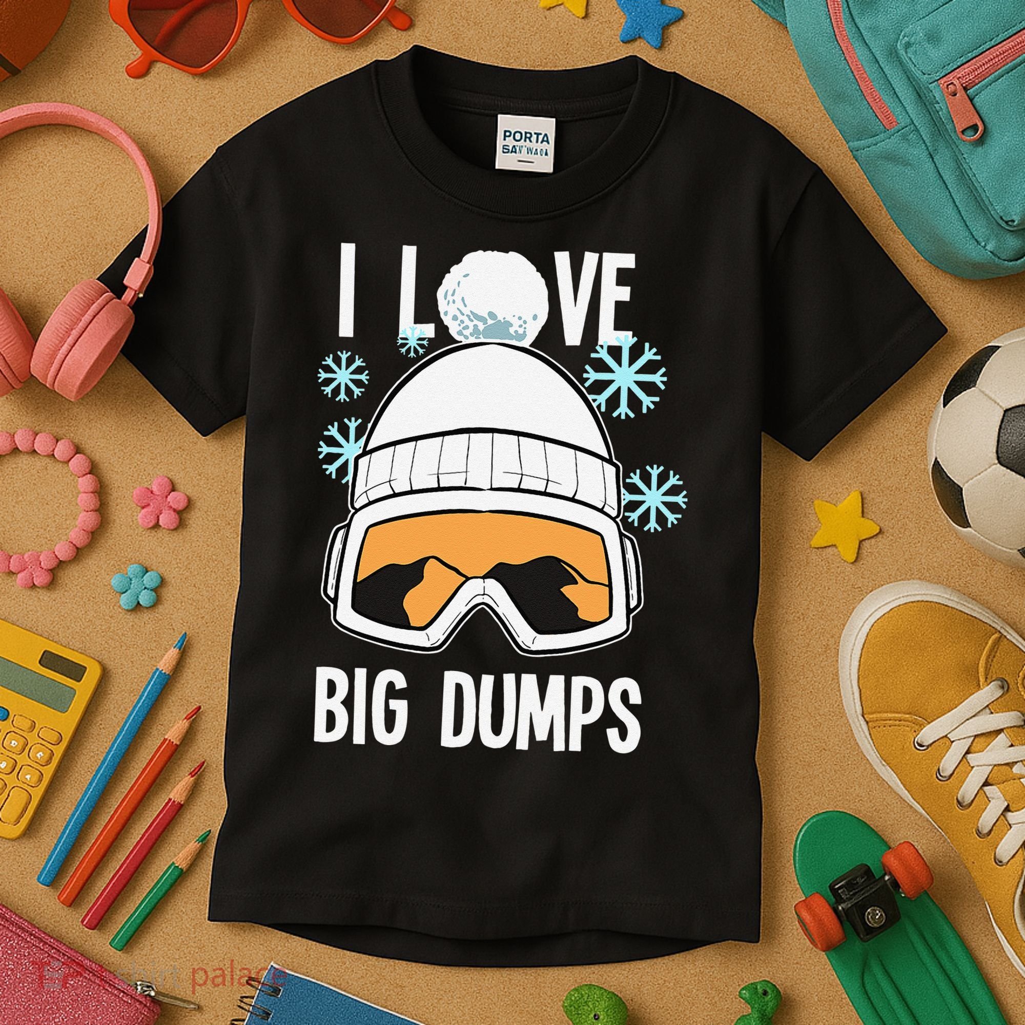 I Love Big Dumps Snowboarder Snowboarding Freestyle Boarder Kids T-Shirt