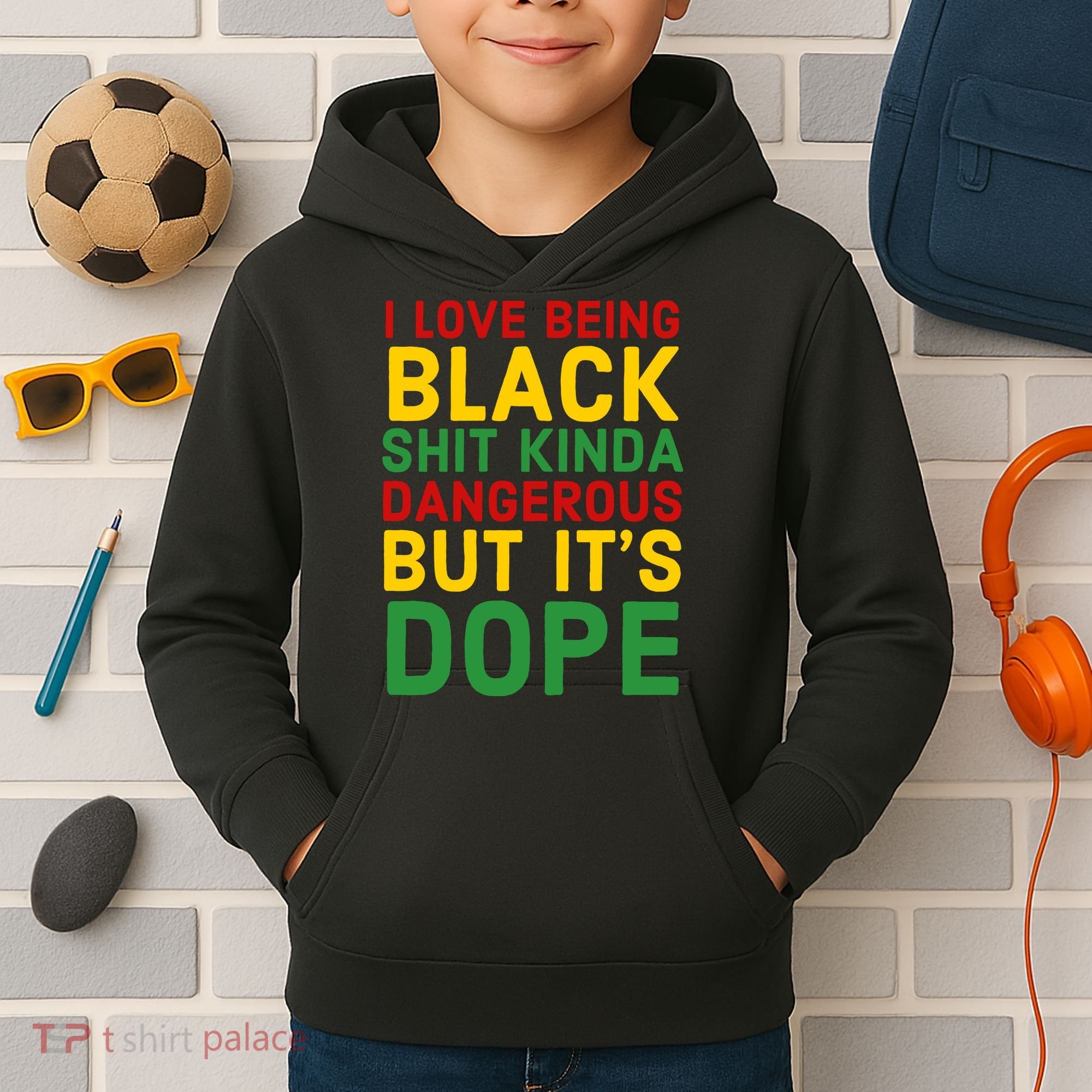I Love Being Black It's Dope Afro Hair Black History Month Kids Hoodie