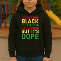 I Love Being Black It's Dope Afro Hair Black History Month Kids Hoodie thumb 3