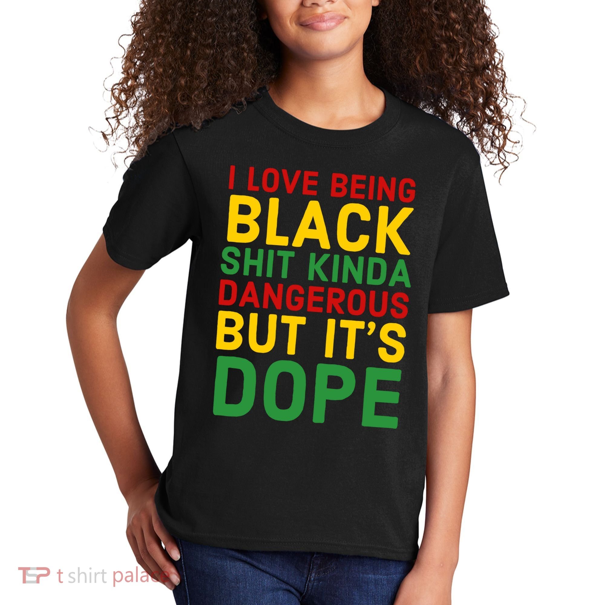 I Love Being Black It's Dope Afro Hair Black History Month Kids T-Shirt