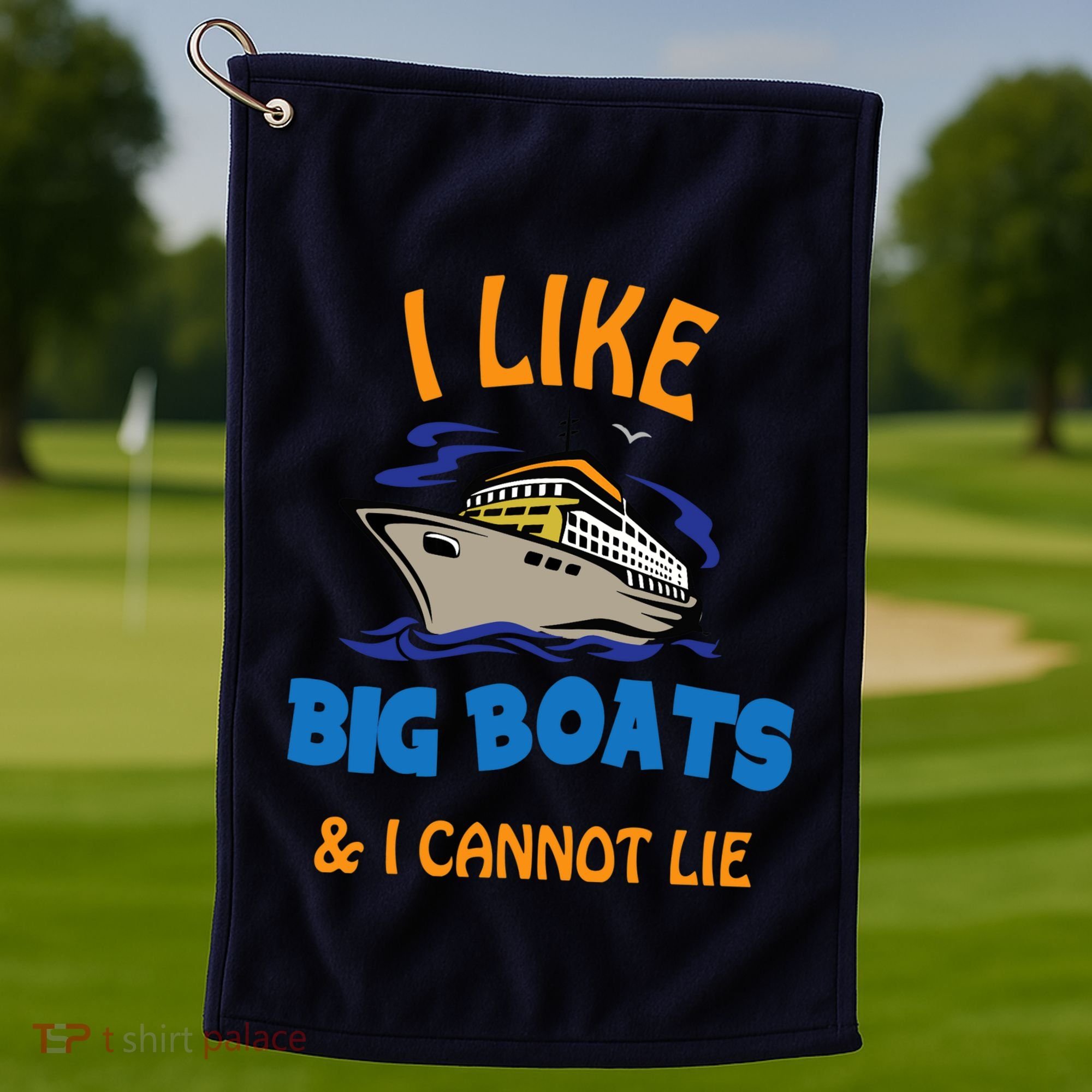 I Like Big Boats And I Cannot Lie. Funny Cool Cruise Golf Towel