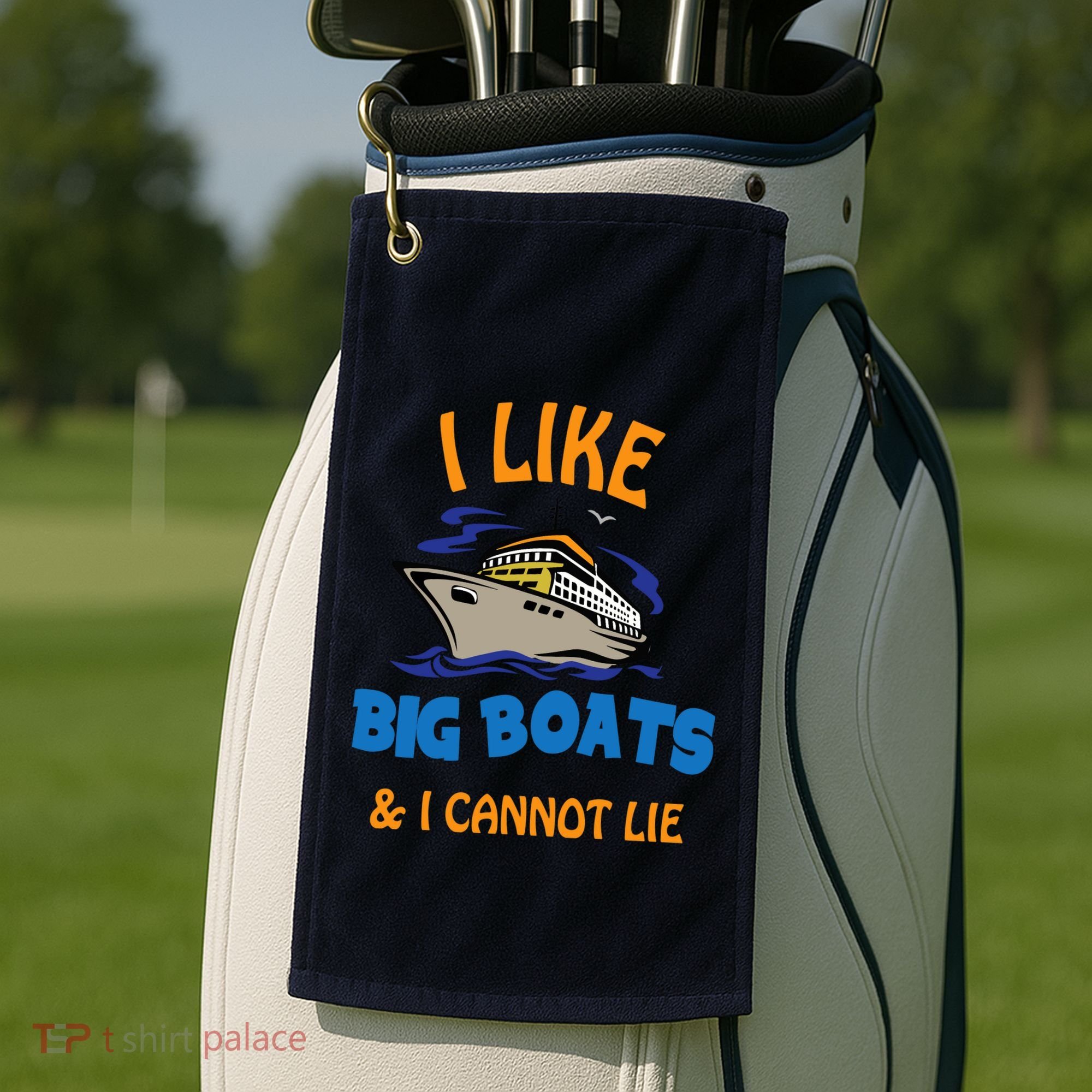I Like Big Boats And I Cannot Lie. Funny Cool Cruise Golf Towel