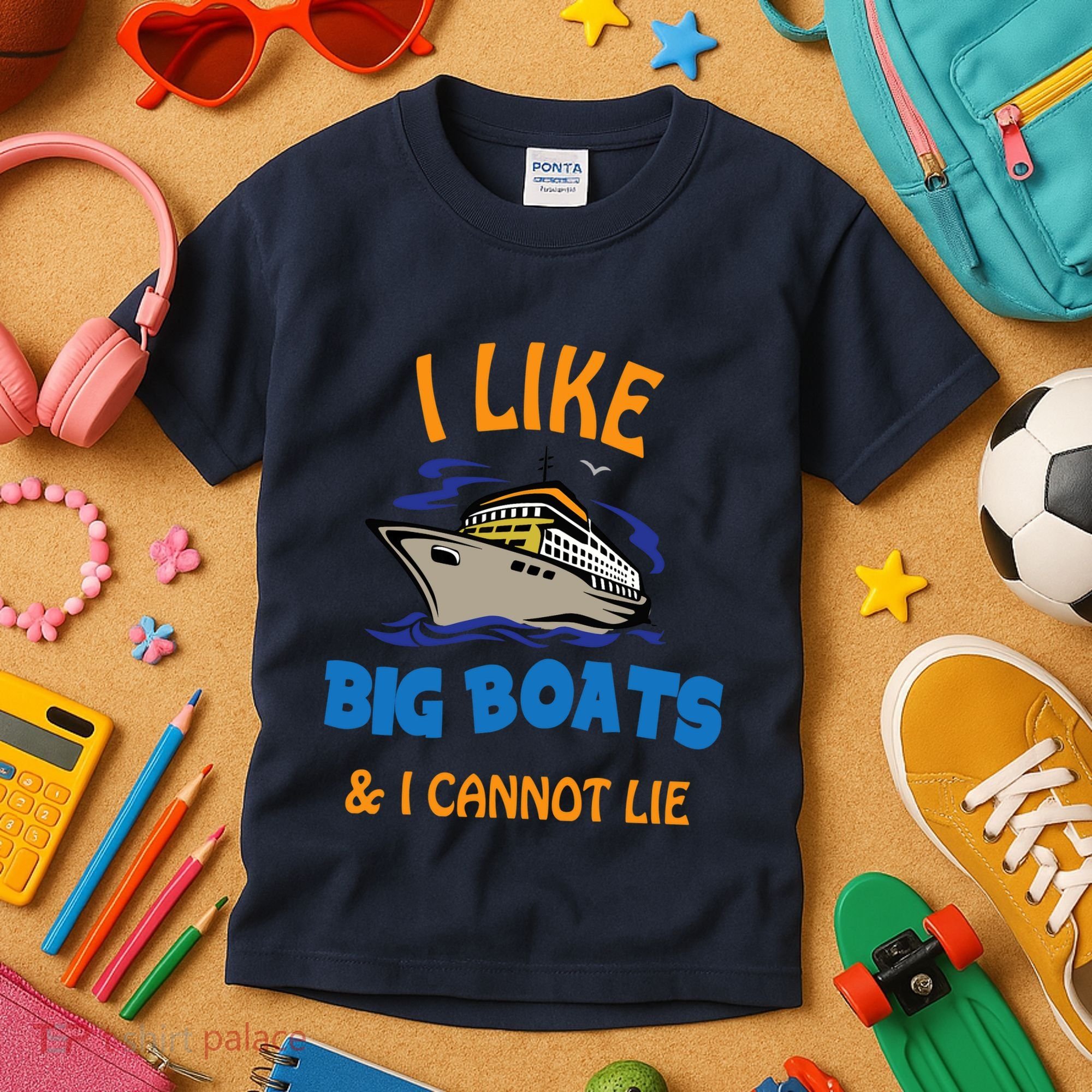 I Like Big Boats And I Cannot Lie. Funny Cool Cruise Kids T-Shirt