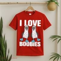 I Love Boobies Blue Footed Boobie Bird Funny Gift For Birdwatchers T-Shirt thumb 2