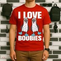 I Love Boobies Blue Footed Boobie Bird Funny Gift For Birdwatchers T-Shirt thumb 6
