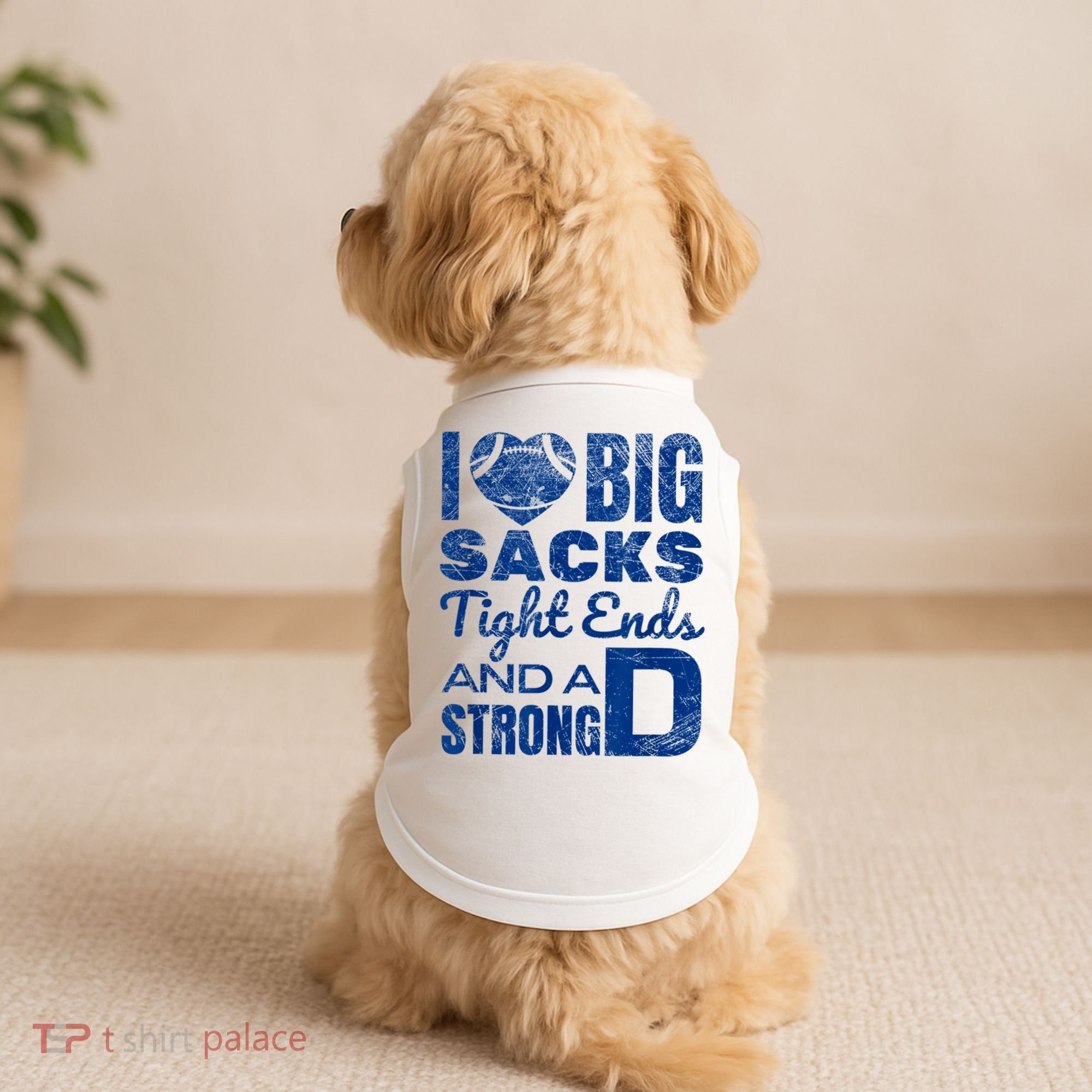 I Love Big Sacks Tight Ends And Strong D Funny Football Doggie Tank