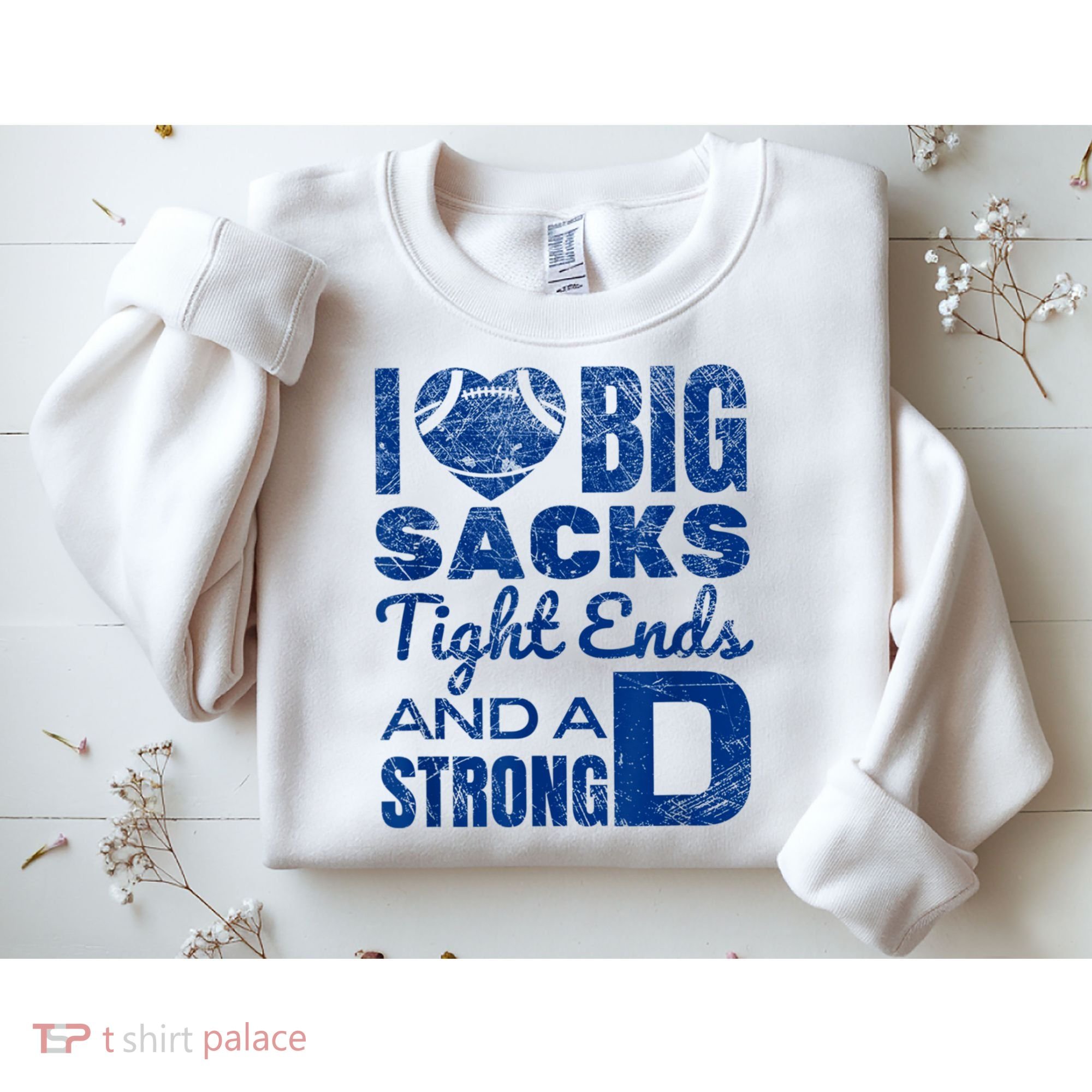 I Love Big Sacks Tight Ends And Strong D Funny Football Sweatshirt