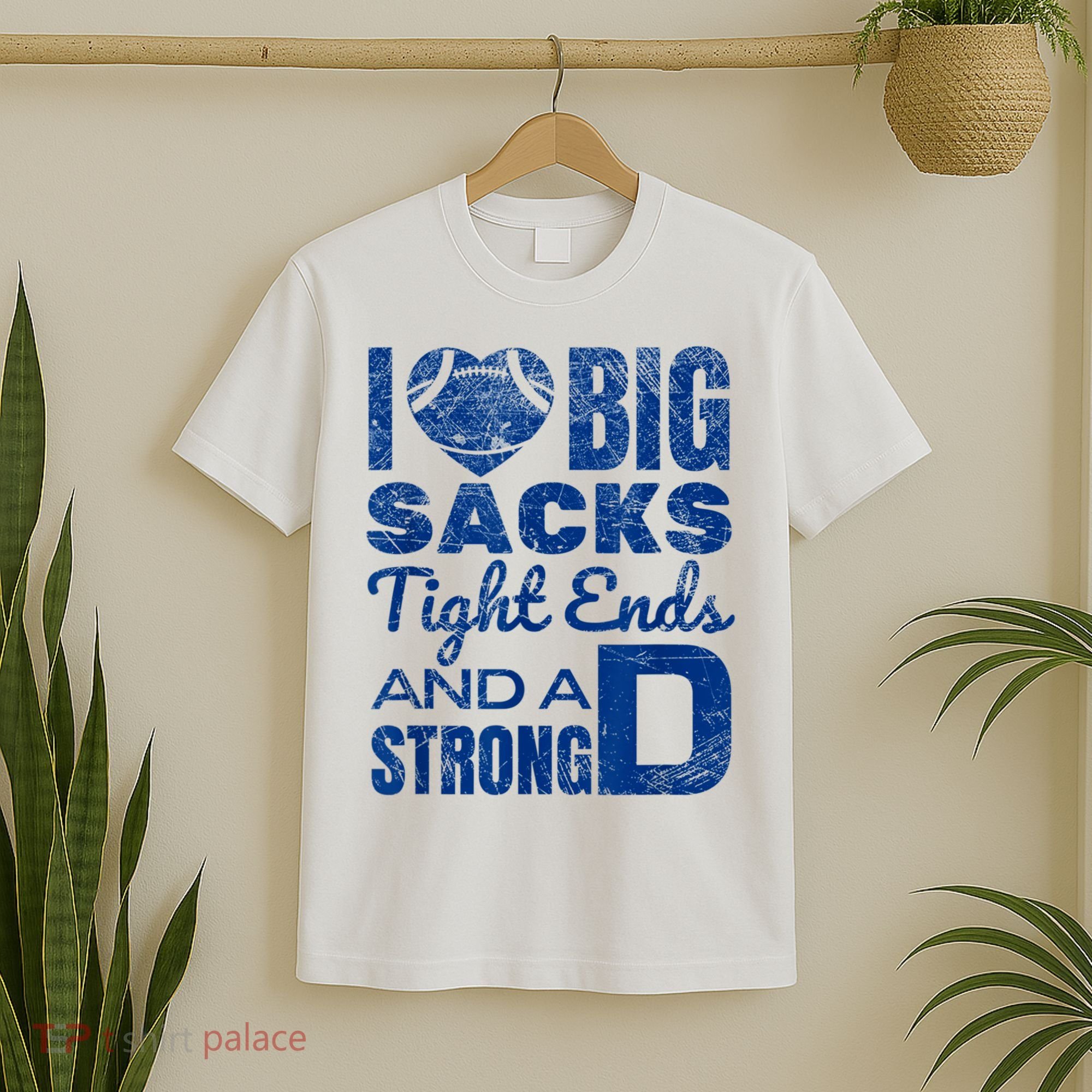 I Love Big Sacks Tight Ends And Strong D Funny Football T-Shirt