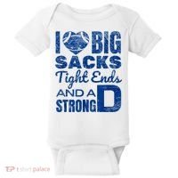 I Love Big Sacks Tight Ends And Strong D Funny Football Baby Bodysuit thumb 0