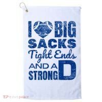 I Love Big Sacks Tight Ends And Strong D Funny Football Golf Towel thumb 0