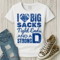 I Love Big Sacks Tight Ends And Strong D Funny Football Women's T-Shirt thumb 3