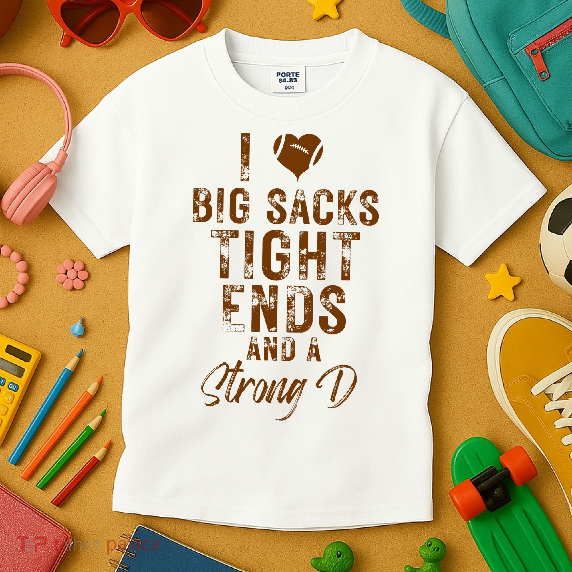 I Love Big Sacks Tight Ends A Strong D Funny Kids T-Shirt