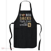 I Love Big Sacks Tight Ends And Strong D Heart Football Apron thumb 0