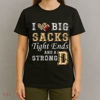 I Love Big Sacks Tight Ends And Strong D Heart Football T-Shirt thumb 4
