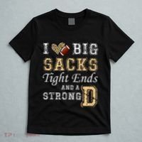 I Love Big Sacks Tight Ends And Strong D Heart Football T-Shirt thumb 5