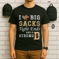 I Love Big Sacks Tight Ends And Strong D Heart Football T-Shirt thumb 6