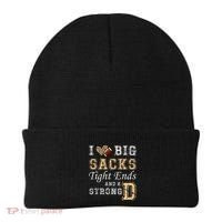 I Love Big Sacks Tight Ends And Strong D Heart Football Beanie thumb 0