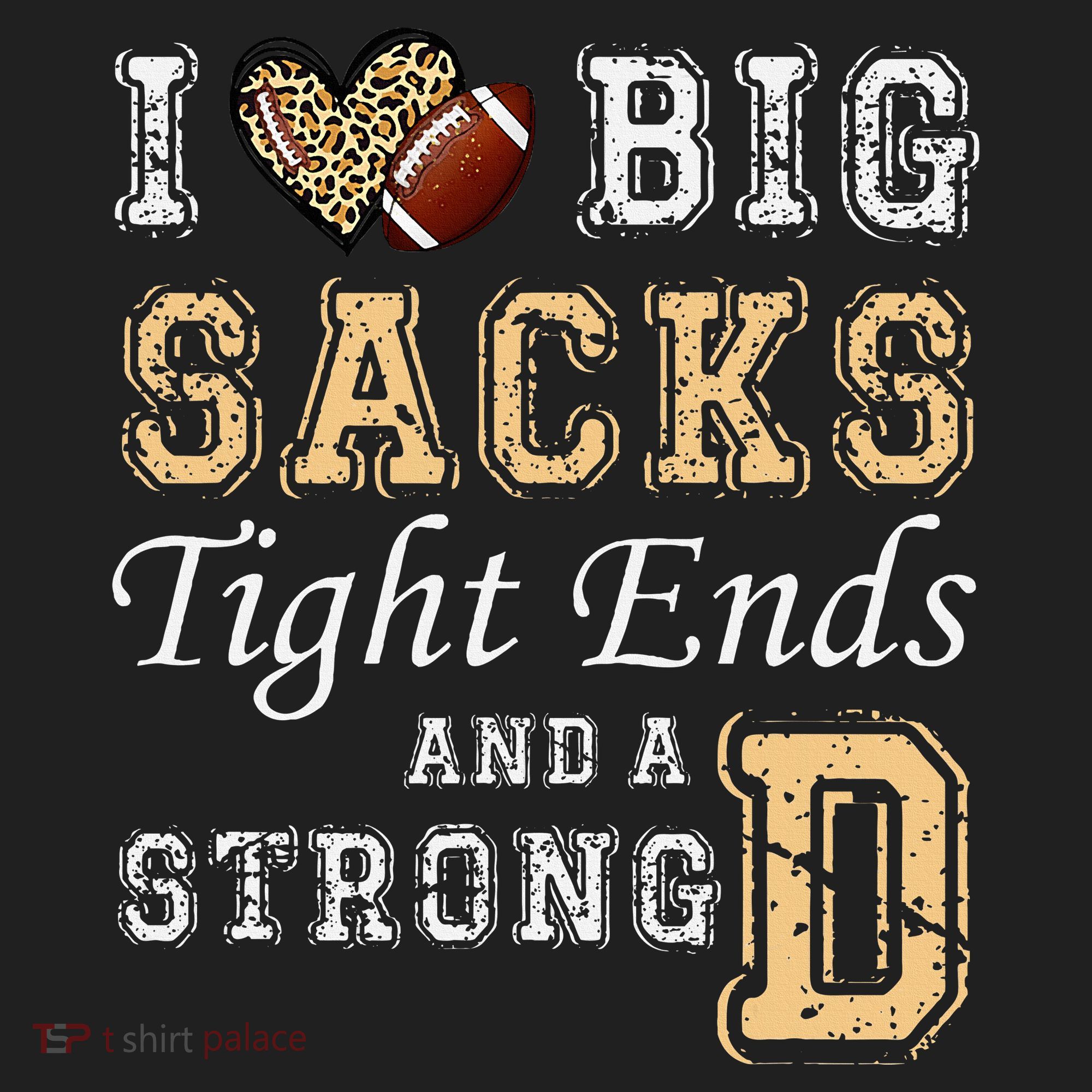 I Love Big Sacks Tight Ends And Strong D Heart Football Beanie