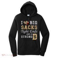 I Love Big Sacks Tight Ends And Strong D Heart Football Women's Hoodie thumb 0