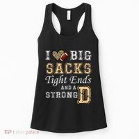 I Love Big Sacks Tight Ends And Strong D Heart Football Women's Tank Top thumb 0