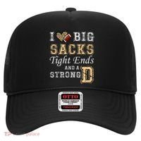 I Love Big Sacks Tight Ends And Strong D Heart Football Hat thumb 0