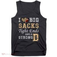 I Love Big Sacks Tight Ends And Strong D Heart Football Tank Top thumb 0