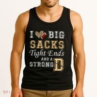 I Love Big Sacks Tight Ends And Strong D Heart Football Tank Top thumb 3