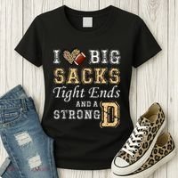 I Love Big Sacks Tight Ends And Strong D Heart Football Women's T-Shirt thumb 3