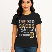 I Love Big Sacks Tight Ends And Strong D Heart Football Women's T-Shirt thumb 4