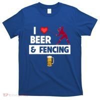 I Love Beer And Fencing Lunge Parry Sword Fighting Ing Gift T-Shirt thumb 0