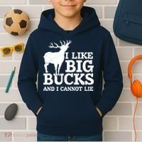 I Like Big Bucks And I Cannot Lie Deer Hunting Kids Hoodie thumb 2