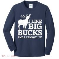 I Like Big Bucks And I Cannot Lie Deer Hunting Kids Long Sleeve Shirt thumb 0