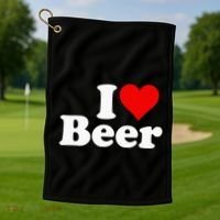 I Love Beer I Heart Beer Golf Towel thumb 1