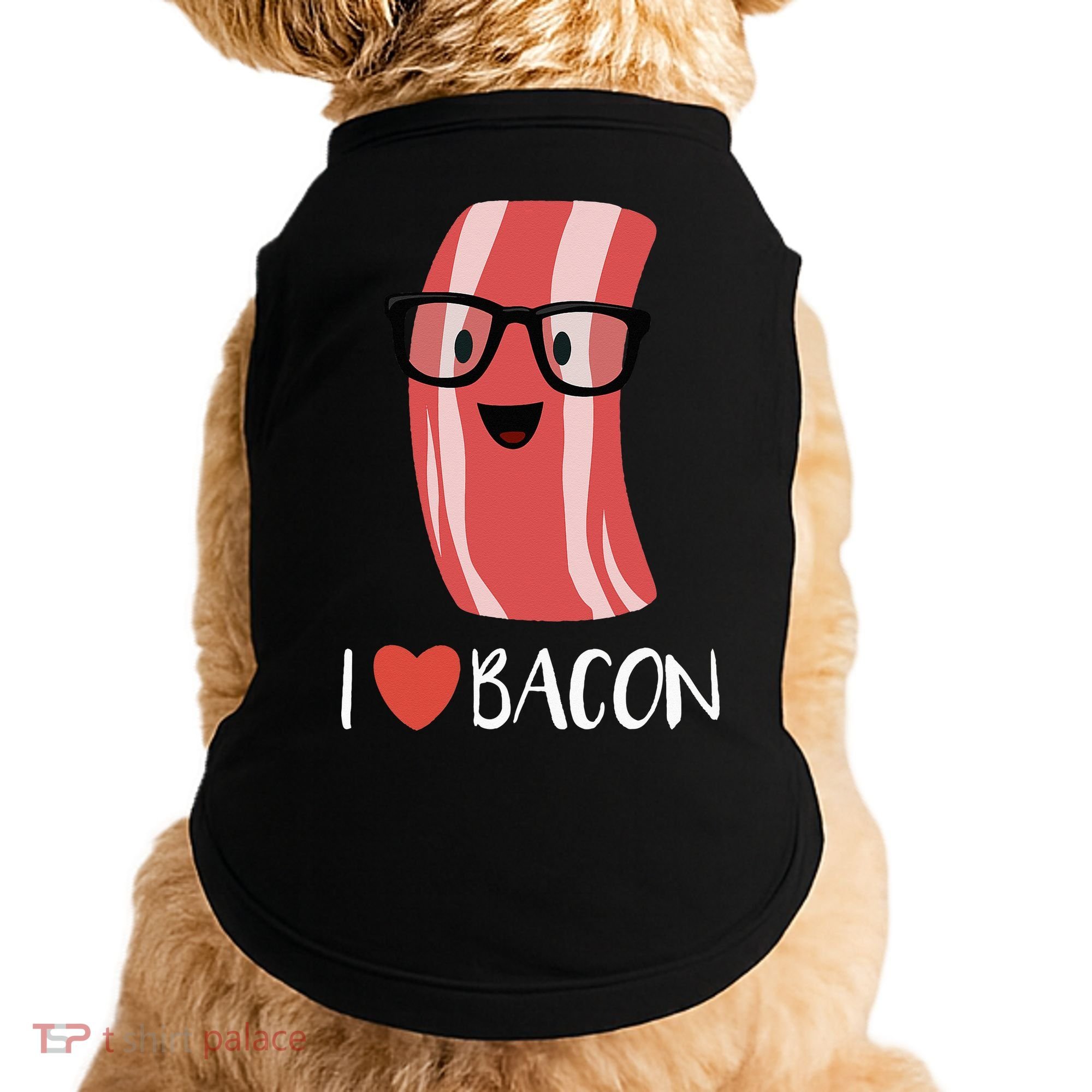 I Love Bacon Geeky Glasses Doggie Tank